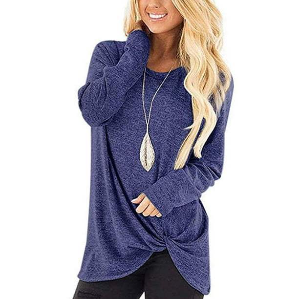 ✚Avalanches✚ ❥ Womens Plus Size Gradient Color Side Twist Knotted Tops Casual Tunic Shirts ✚Avalanches✚ ❥ Womens Plus Size Gradient Color Side Twist Knotted Tops Casual Tunic Shirts